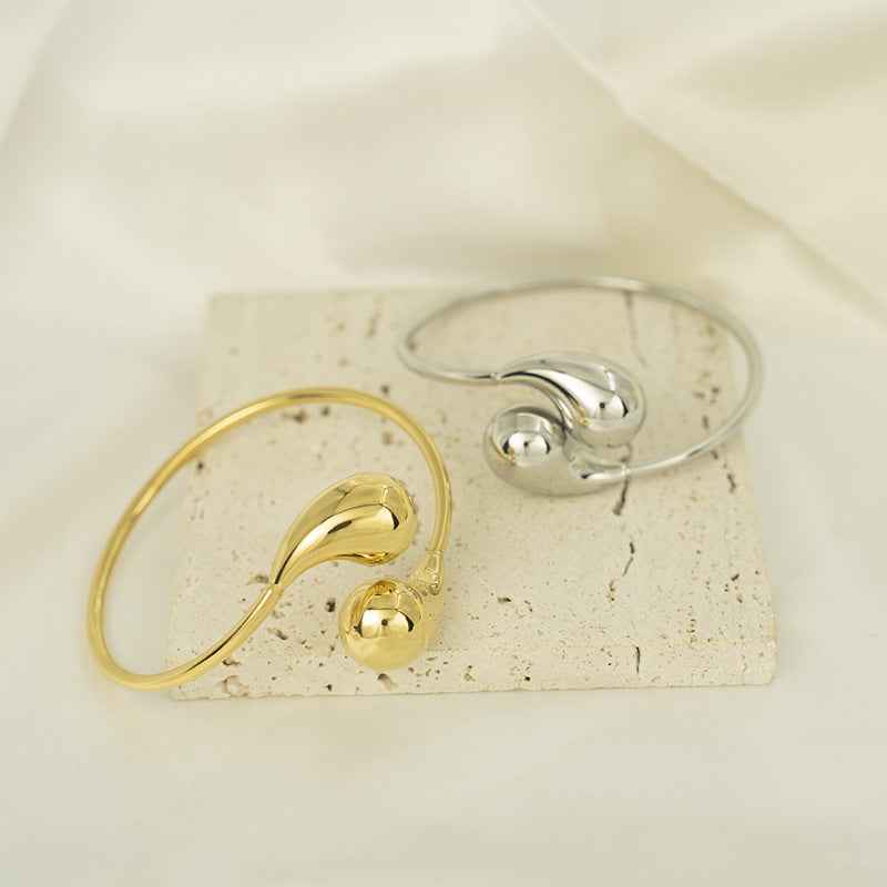 18k Goldstainless Steel Irregular Teardropshaped Open Bracelet I